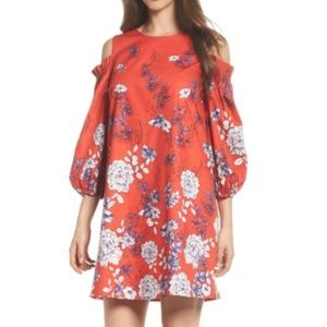 Maggy London Floral Shirt Should Cut Out Red Blue